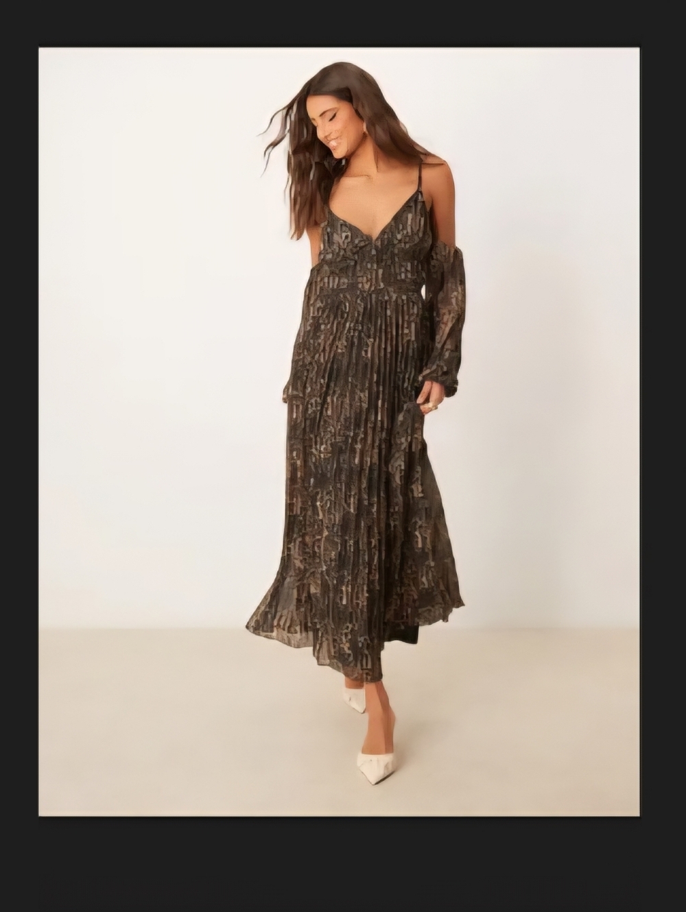 Womens' ASOS Leopard Print Cold-Shoulder Dress in Brown - Picture 3 of 3